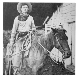 Amerikancowboy i Kansas, c.1880 (b-/wfotoet) Kakelplatta