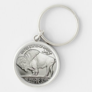 Amerikanen myntar designen Keychain Rund Silverfärgad Nyckelring