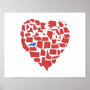 Amerikanen påstår hjärta röda mosaiska North Poster