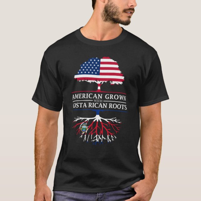 Amerikanen som är fullvuxen med Costa Rica, rotar  T Shirt (Framsida)
