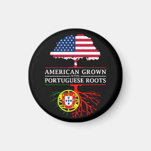 Amerikanen som är fullvuxen med portugis, rotar   magnet