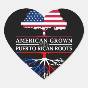 Amerikanen som är fullvuxen med Puerto Rican, Hjärtformat Klistermärke