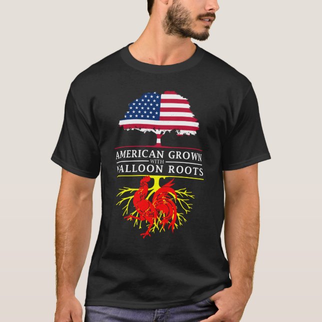 Amerikanen som är fullvuxen med Walloon, rotar   T Shirt (Framsida)