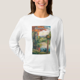Amerikanen stålsätter & binder plats för t-shirt