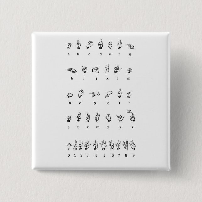 Amerikanen undertecknar språk (ASL) Knapp (Framsida)