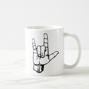 Amerikanen undertecknar språk - jag älskar dig kaffemugg