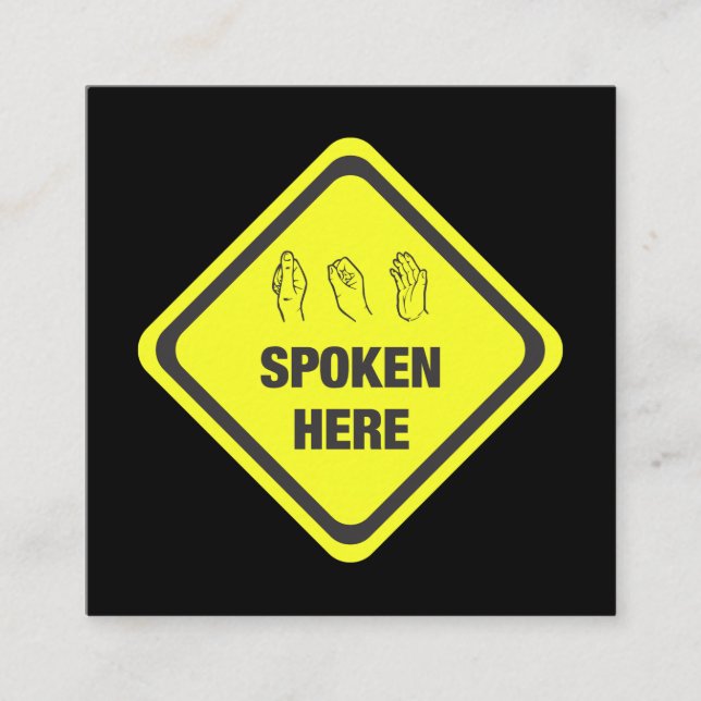 Amerikanen undertecknar språktolkaren fyrkantigt visitkort (Framsida)