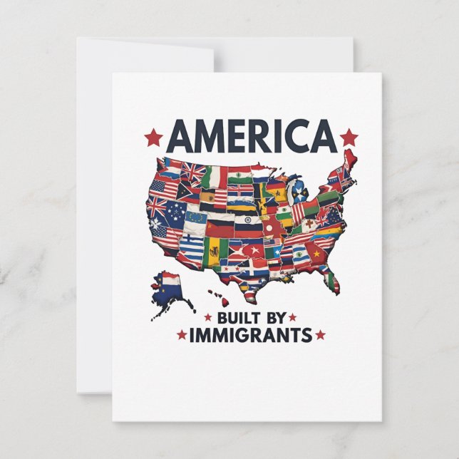 Amerikaner Byggt av immigranter Patriotic American Anteckningskort (Framsida)