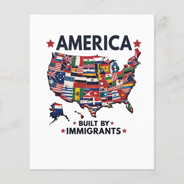 Amerikaner Byggt av immigranter Patriotic American Flygblad (Framsidan)