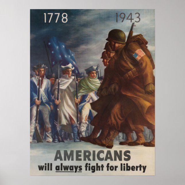 Amerikanerna kommer alltid att kämpa för frihet 17 poster (Framsidan)