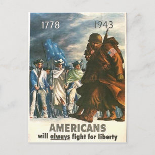 Amerikanerna kommer alltid att kämpa för frihet! vykort