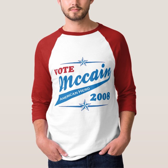 Amerikanhjälten McCAIN röstar valet 2008 Tee Shirt (Framsida)