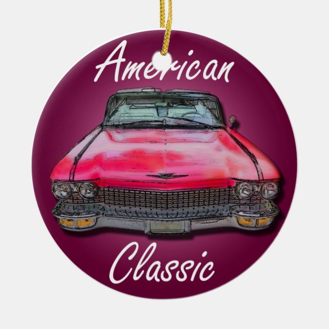 Amerikanklassiker Cadillac 1960 Julgransprydnad Keramik (Framsidan)