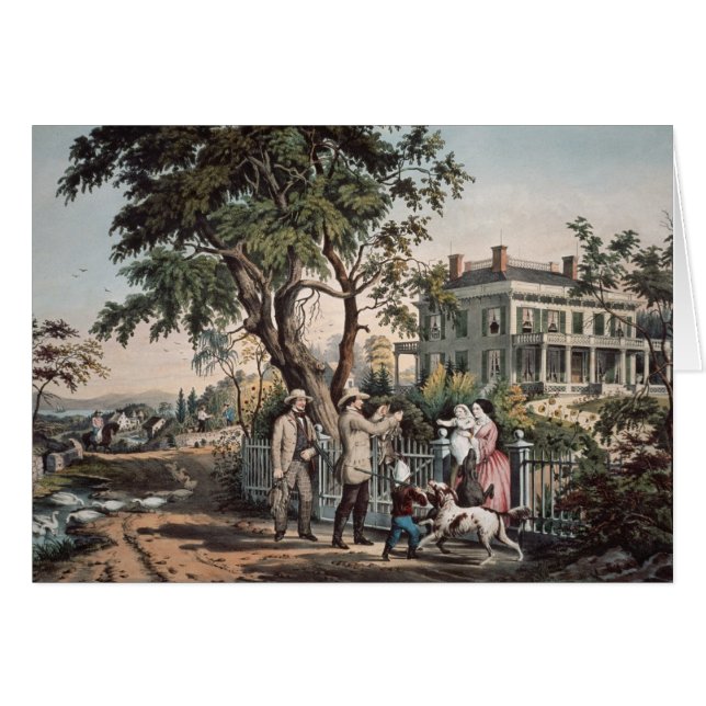 Amerikanlandliv - Oktober eftermiddag, 1855 Hälsningskort (Framsidan Horizontal)