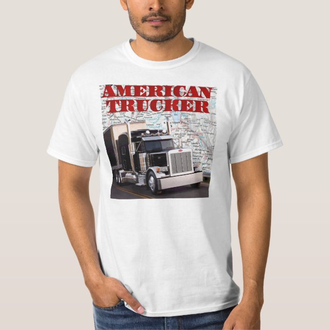 Amerikanlastbilsförareskjorta Tee Shirt (Framsida)
