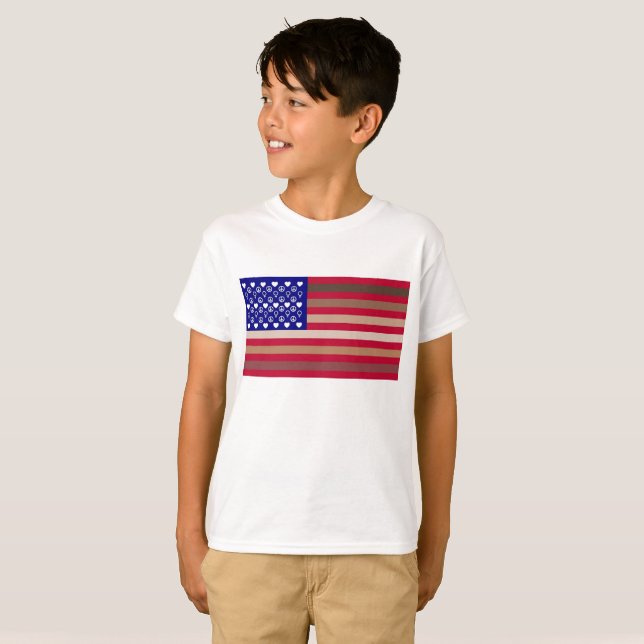 Amerikanmångfaldflagga (ungar) t-shirt (Hel framsida)