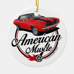 Amerikanmuskel röda Camaro Julgransprydnad Keramik
