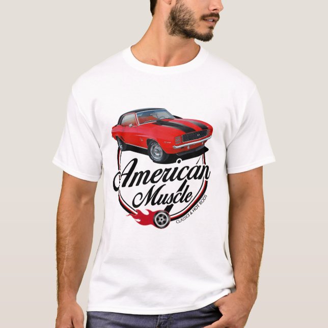 Amerikanmuskel röda Camaro T Shirt (Framsida)