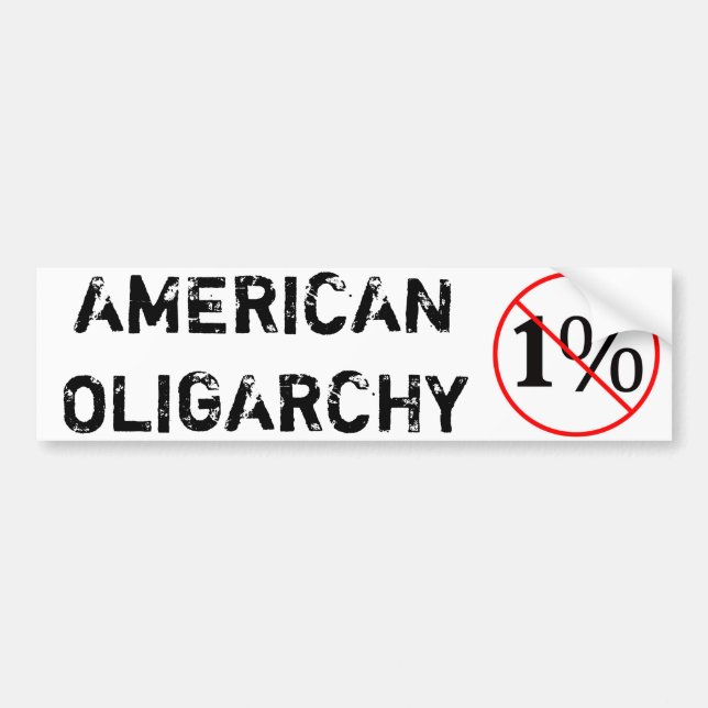 Amerikanoligarki: INTE till 1%en Bildekal (Framsidan)