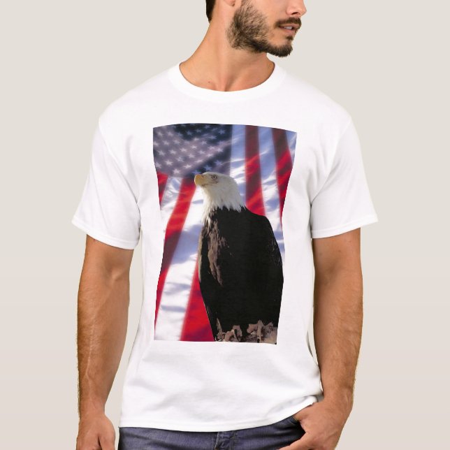 Amerikanörn & flaggaT-tröja Tee Shirt (Framsida)