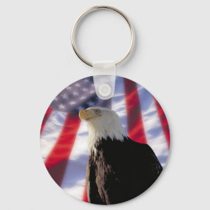Amerikanörn och flagga Keychain Nyckelring