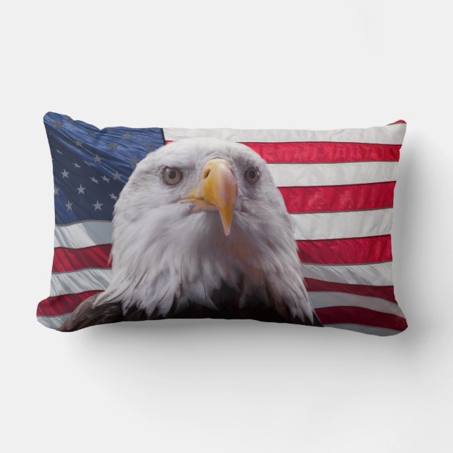 Amerikanörn och flagga lumbarkudde (Framsida)