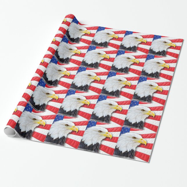 Amerikanörn och flagga presentpapper (Utrullad)