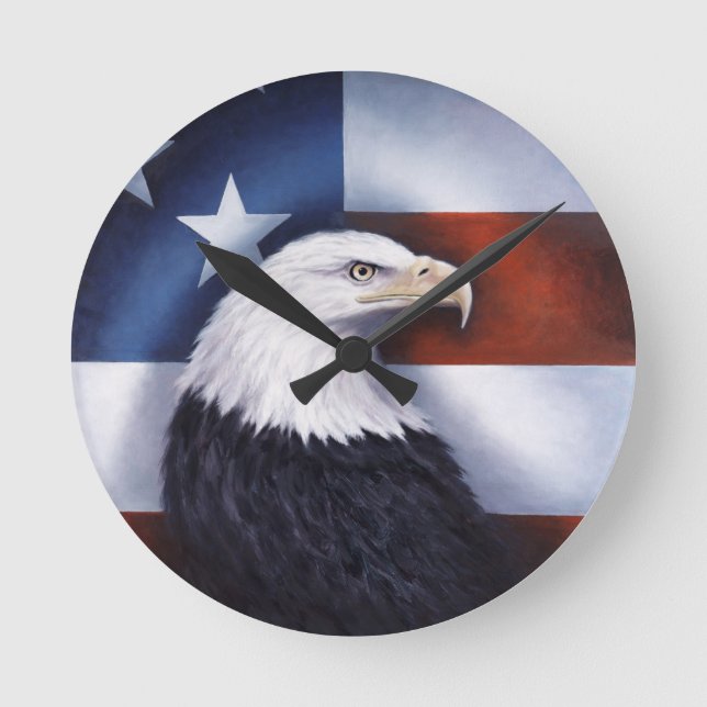 Amerikanörn och flagga rund klocka (Framsida)