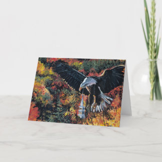 Amerikanörnen Soars över kyrka Kort