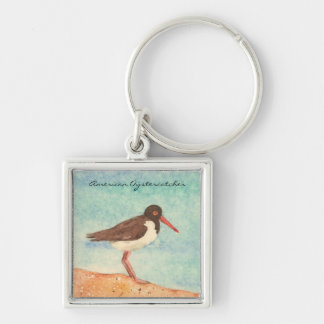 AmerikanOystercatcher Keychain Fyrkantig Silverfärgad Nyckelring
