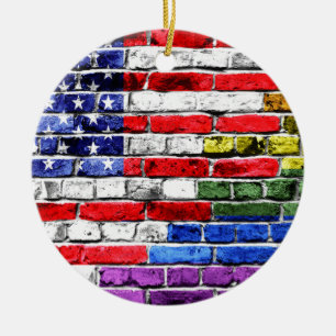 Amerikanregnbågeflagga Julgransprydnad Keramik