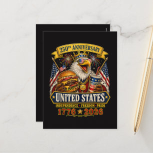 Amerikansk 1776 2026 250-års 4:e juli självständig helg vykort