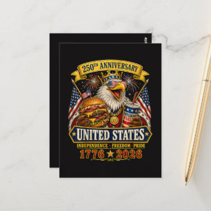 Amerikansk 1776 2026 250-års 4:e juli självständig vykort