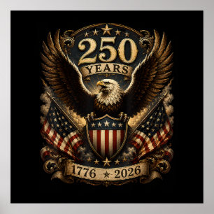 Amerikansk 1776 2026 250-årsjubileum 4 juli Patrio Poster