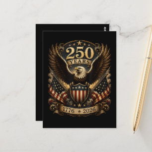 Amerikansk 1776 2026 250-årsjubileum 4 juli Patrio Vykort