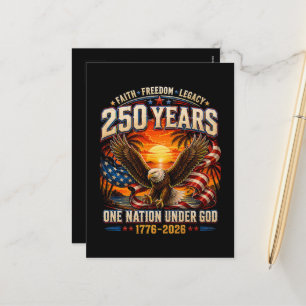 Amerikansk 1776 2026 250-årsjubileum 4 juli självs helg vykort