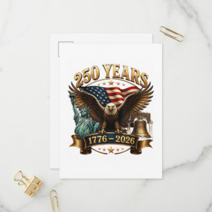 Amerikansk 250-årsjubileum USA Patriotisk 4 juli Inbjudan Vykort