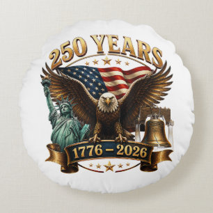 Amerikansk 250-årsjubileum USA Patriotisk 4 juli Rund Kudde