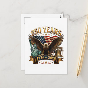 Amerikansk 250-årsjubileum USA Patriotisk 4 juli Vykort