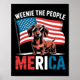 Amerikansk 4 juli Dachshund Älskare Merica Weenie Poster
