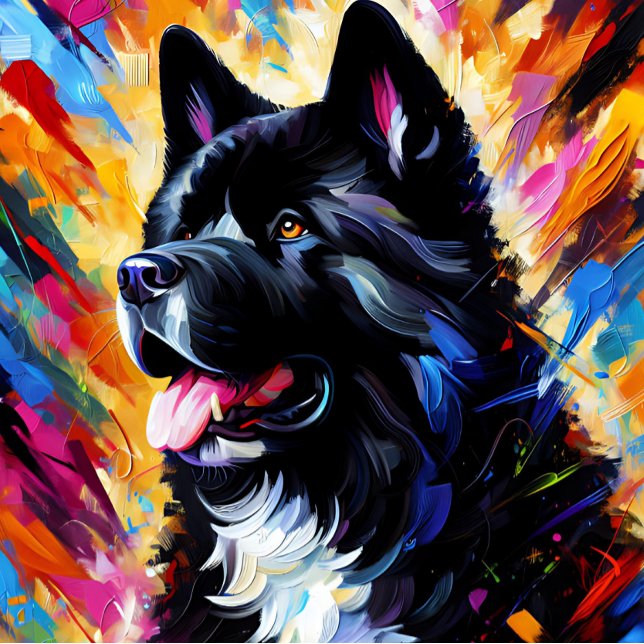 Amerikansk Akita Hund Akryl Konsttryck | Färgrik Pussel (American Akita Dog Acrylic Art Print)