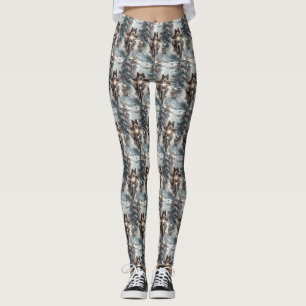 Amerikansk Akita Hund Ridning Motorcykel Jul Leggings