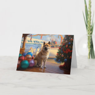Amerikansk Akita Julkryssning: Pawsome Holiday Kort