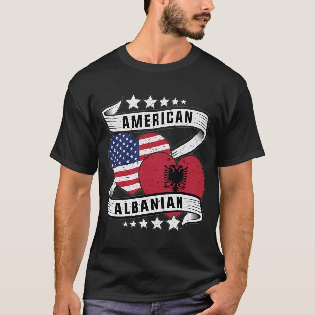 Amerikansk albansk flagga-skjorta Halvalbansk T Shirt (Framsida)