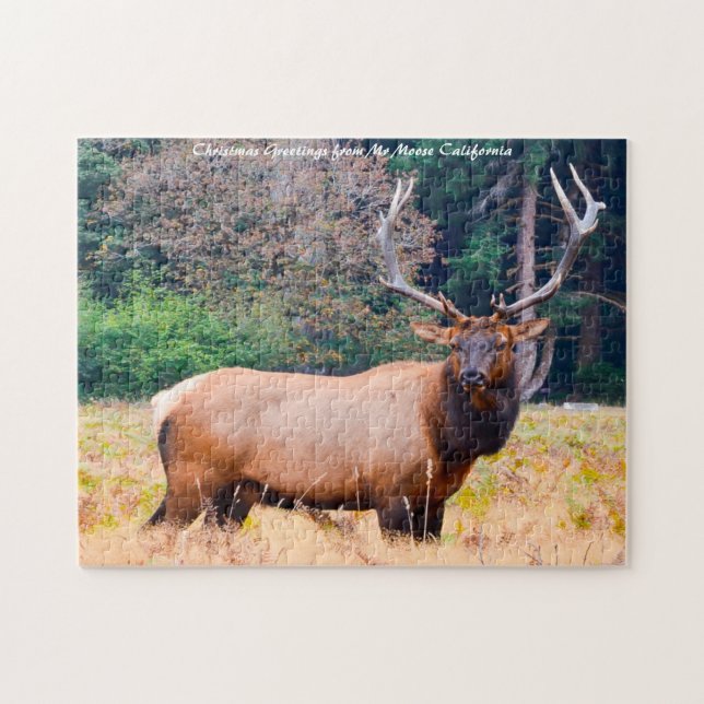 Amerikansk älg i Kalifornien.Julhälsningar Pussel (Horisontell)