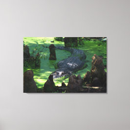 Amerikansk Alligator i Swamps Fine Art Photo Canvastryck