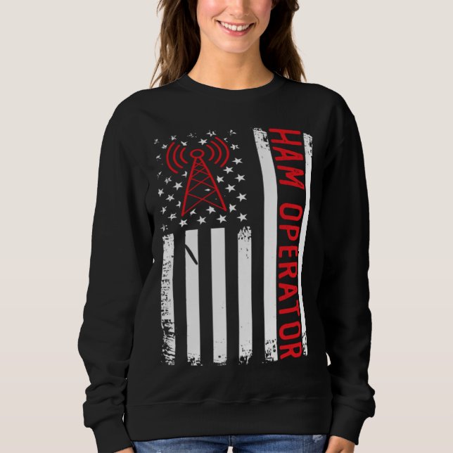 Amerikansk amatörradio Ham Radio Operatör USA Flag T Shirt (Framsida)