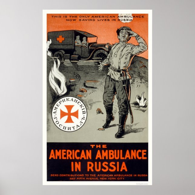 Amerikansk ambulans i Ryssland Poster (Framsidan)