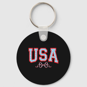 Amerikansk amerikansk flicka patriotisk 4 juli Kvi Nyckelring