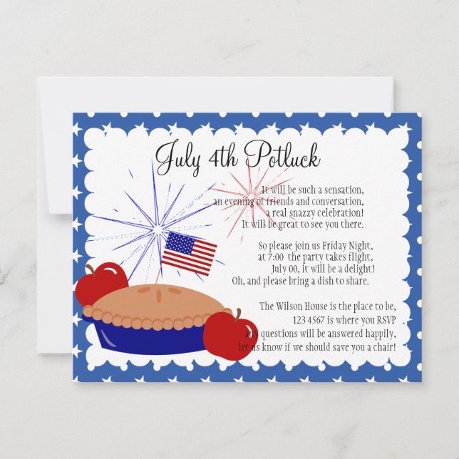 Amerikansk äpple Paj Inbjudningar (Framsida)